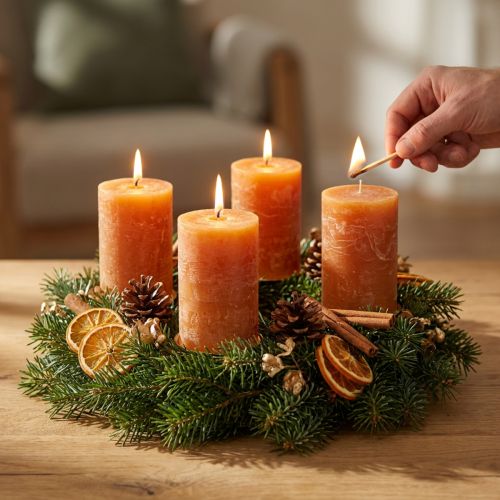Durchgefärbte Stumpenkerzen Rustic 60x100 mm Dunkelorange für Innen, 4 Stück | Floristik24.ch
