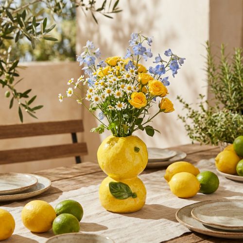 Keramik Blumenvase Zitrone,