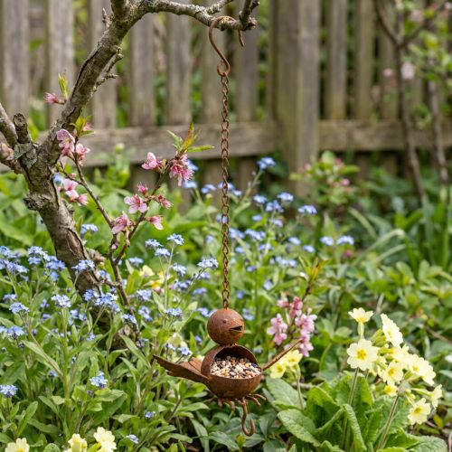 Metallvogel Futterstelle 13cm Rostoptik für Garten und Balkon | Floristik24.ch
