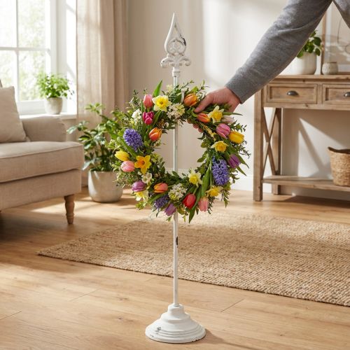 Kranzhalter aus Gusseisen Weiss 76cm Shabby Chic für Dekokränze | Floristik24.ch