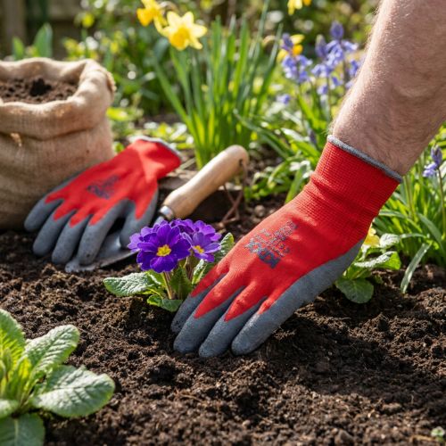 Kixx Gartenhandschuhe aus Nylon Grösse 10 Rot Grau für Gartenarbeiten | Floristik24.ch