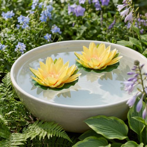 Schwimmende künstliche Seerosen Gelb Ø 15 cm 2er-Set