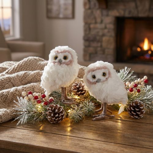 Winterdeko Deko Eulen Figuren zum Stellen Weiß 15cm 2St | Floristik24.ch