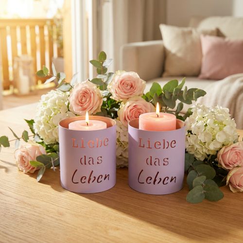 Artikel Windlicht aus Metall Violett Pastell Ø9cm H10cm 4er-Set