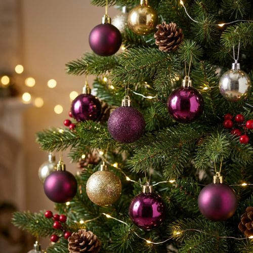 Mini-Weihnachtskugeln Kunststoff Ø3cm Lila 14 Stück