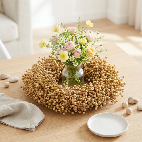 Boho Deko Kranz Flachs Dekokranz Naturkranz trocken Ø28cm | Floristik24.ch