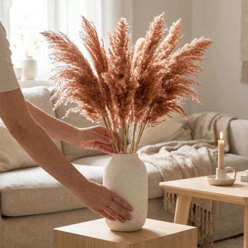 Schilfrohr Trockendeko Apricot 75cm 10 St Boho Pampasgras | Floristik24.ch