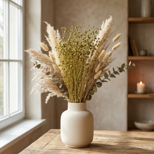Deko Flachs Getrocknet Trockenblumen Olivgrün 50g | Floristik24.ch