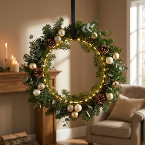 Artikel LED-Ring aus Metall mit 110 warmweissen Lichtern, Ø35 cm, Indoor