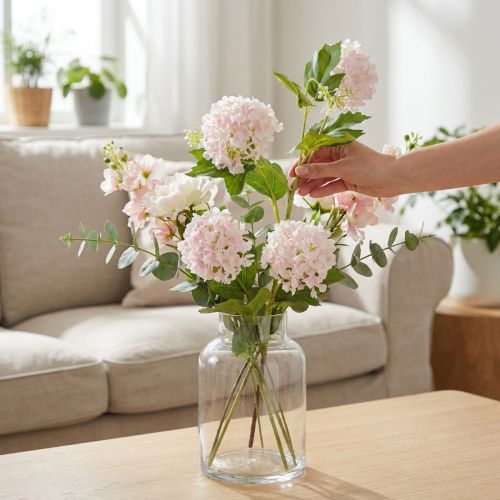 Schneeball Kunstblumen Rosa Weiss 78 cm 2 Zweige | Floristik24.ch