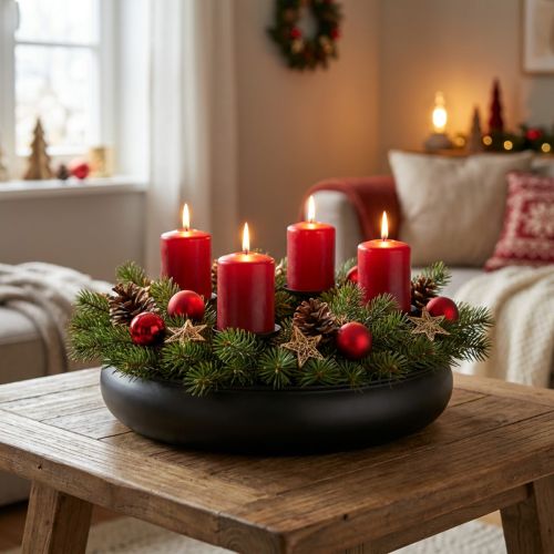 Schale mit Kerzenhalter Magnet Schwarz Ø33cm H7,5cm | Floristik24.ch