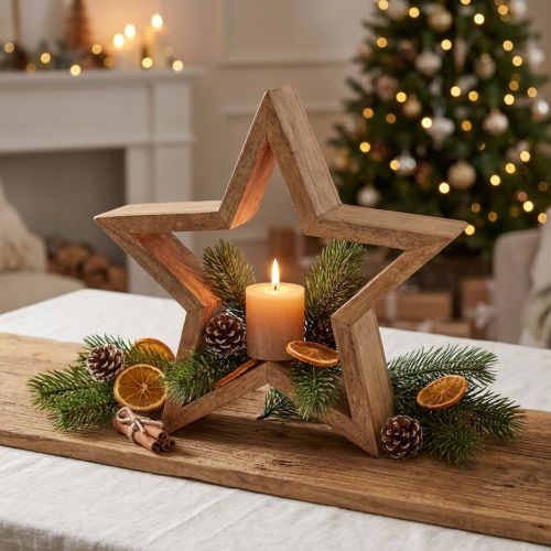 Stern aus Mangoholz Ø24cm Natur Dekoration | Floristik24.ch