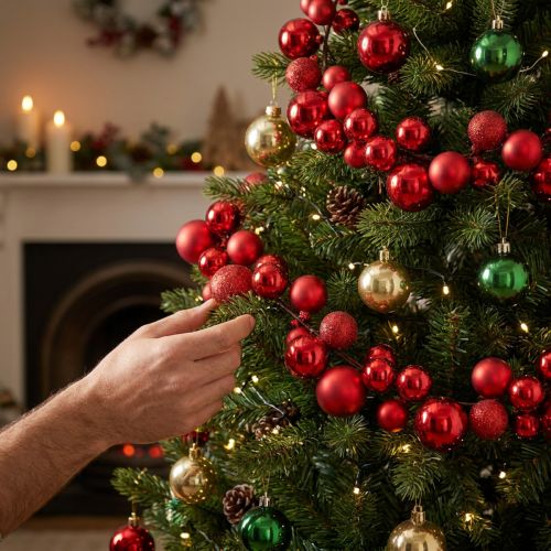 Artikel Kugelgirlande Rot 160 cm aus Kunststoff für Weihnachtsdekoration