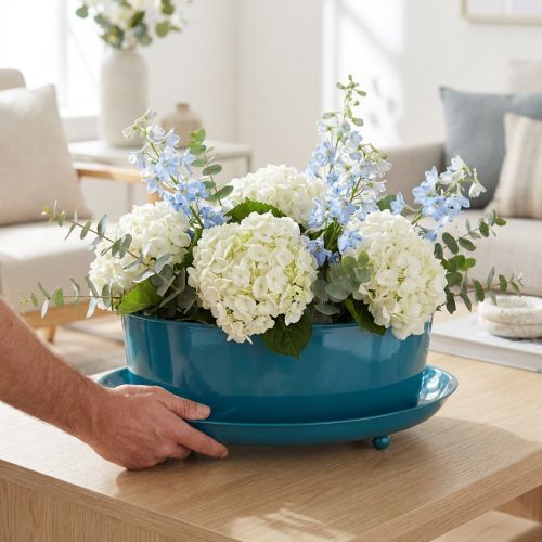 Tischschale Metall Blau 28 cm – Dekoschale für Innenräume | Floristik24.ch