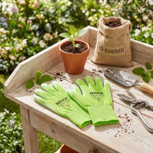 Kixx Gartenhandschuhe aus Nylon Grösse 7 Hellgrün/Limette mit PU-Beschichtung | Floristik24.ch