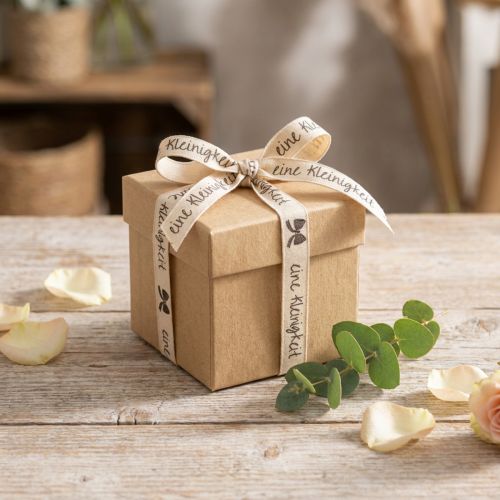 Artikel Geschenkband Polyester Beige Aufdruck Eine Kleinigkeit 15 mm 18 m