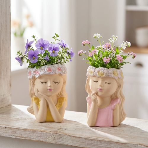 Deko Vase Keramik Mädchen Ø7,5cm H16cm 2er Set | Floristik24.ch