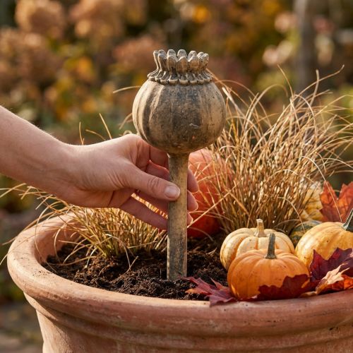 Kunststein Mohnblume Deko Ø13cm L37.5cm Braun für Innen und Aussen | Floristik24.ch