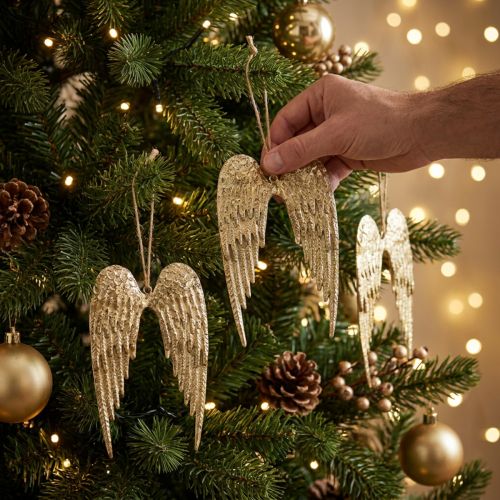 Engelsflügel Dekoanhänger aus Metall Gold 14,5×9cm 4 Stück für Weihnachten | Floristik24.ch