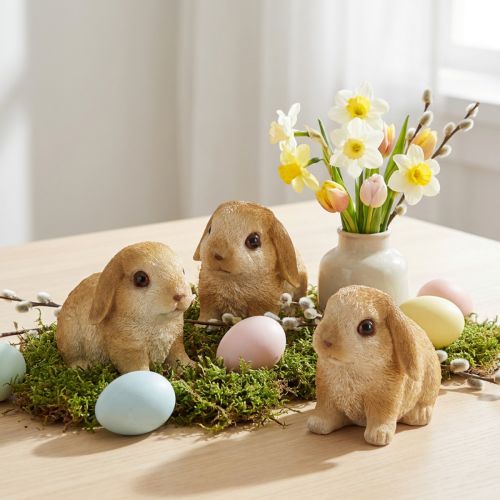 Kleine Osterhasen aus Polyresin – 9×6×6,5 cm – 3-er Set – Dekoration für Innen | Floristik24.ch