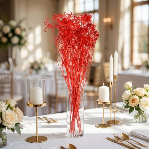 Artikel Doldenblütler Trockenblumenstrauss Rot, 150g, für Hochzeits- und Eventdekoration