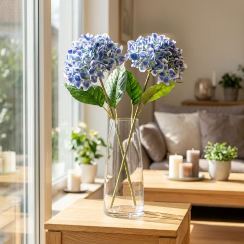 Hortensienzweig künstlich Blau 80cm 2 Stück | Floristik24.ch