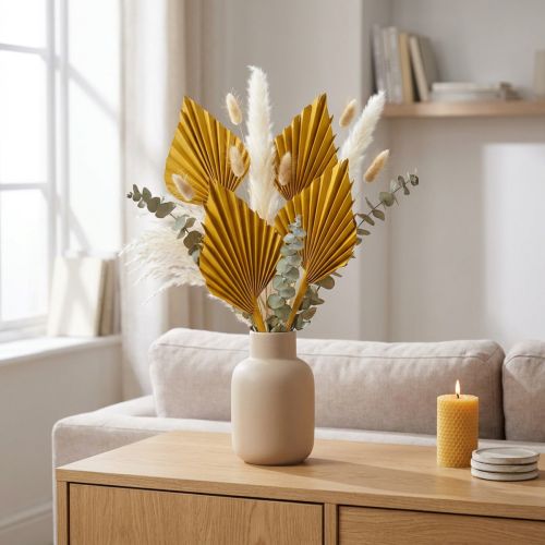 Palmspeer Gelb aus echtem Palmenblatt, ca. 40–50 cm, 65 Stück | Floristik24.ch
