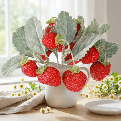 Künstliche Erdbeeren 6er Set 23cm Deko