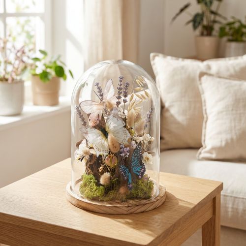 Glasglocke mit Holzsockel - Glassturz klar Ø17cm H24cm | Floristik24.ch