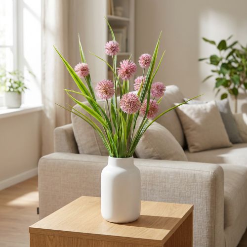 Künstliche Kugelblume Allium Rosa 45 cm aus Kunststoff mit Metallkern | Floristik24.ch