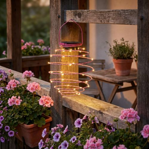 Solar Gartenleuchte Pink 22cm Metall mit 25 LEDs Warmweiss | Floristik24.ch