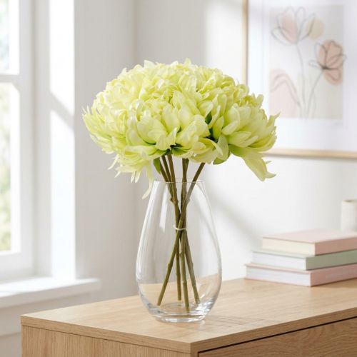 Strauß aus künstlichen Chrysanthemen 28 cm Creme und Gelb | Floristik24.ch