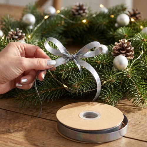 Dekoband Silber Metallic 15mm x 15m Schmuckband aus Polyester | Floristik24.ch