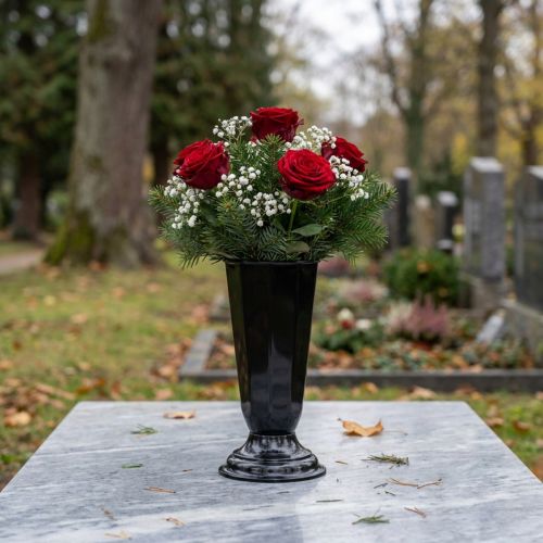 Einstellvase Kunststoff Schwarz Ø13cm | Floristik24.ch