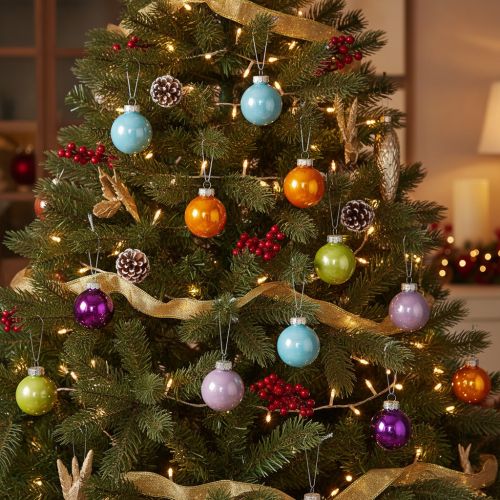 Artikel Christbaumkugel-Set Glas bunt glänzend 40mm 24 Stück für Innenbereich