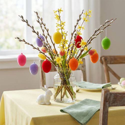 Beflockte Deko-Eier aus Kunststoff 4cm bunt 18er-Pack für Osterdekoration | Floristik24.ch