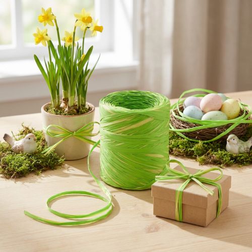 Raffia-Bastband Hellgrün-Gelb 200m – Kunststoff Geschenkband für Dekoration und Basteln | Floristik24.ch