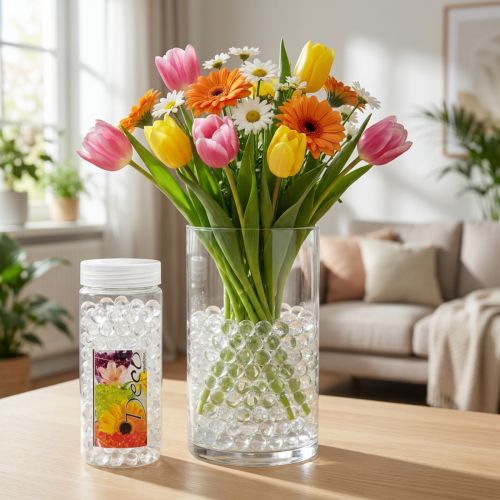 Artikel Aqualinos Wasserperlen Transparent 15–18mm 500ml für Pflanzendekoration