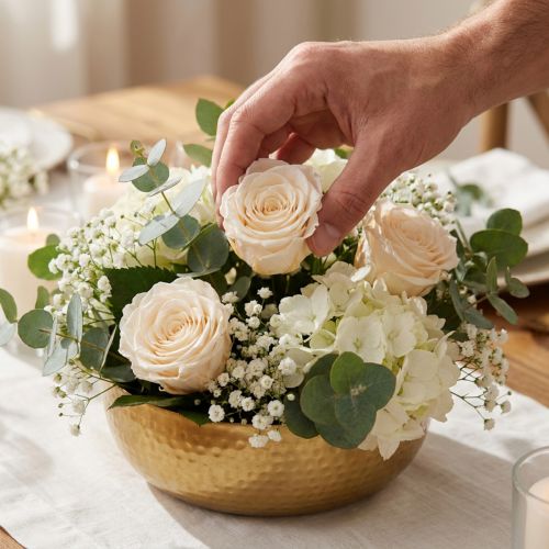 Artikel Konservierte Rosenköpfe 5 cm cremefarben 6 Stück