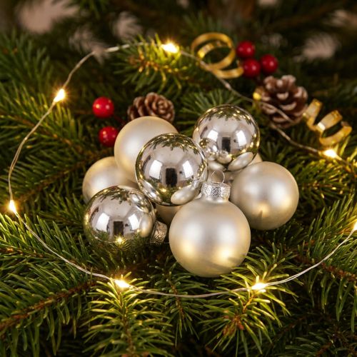 Weihnachtskugeln Glas Ø4cm Silber Glanz und Matt 24 Stück | Floristik24.ch