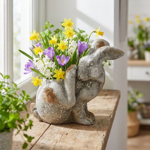 Betonhasen Blumentopf Antik-Look, 33,5x17x29,5 cm, Grau | Floristik24.ch
