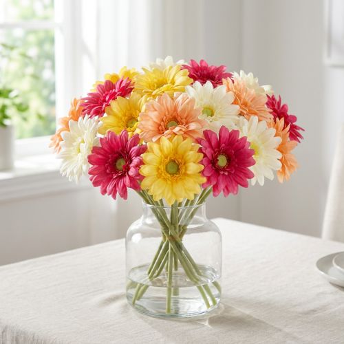 Künstlicher Gerbera Blumenstrauss, 47 cm, 32 Blüten, bunt | Floristik24.ch