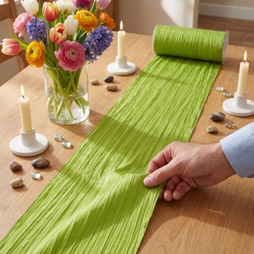 Tischband Crash Grün 100mm x 15m für Dekoration aus Kunstfaser | Floristik24.ch