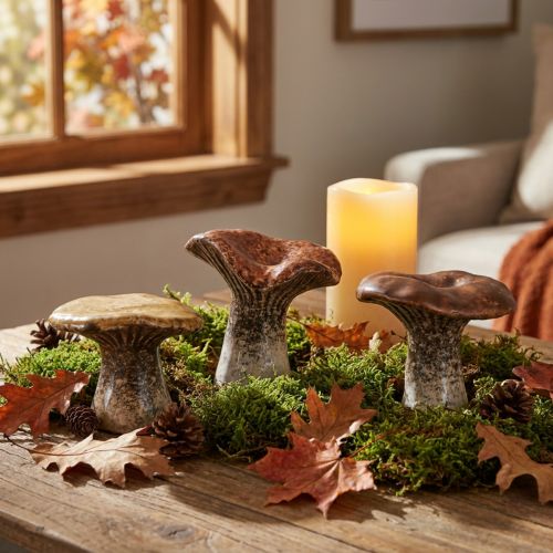 Artikel Keramik Pilz-Dekofiguren Set – 6,4 cm – Brauntöne – Für Garten und Innenbereich