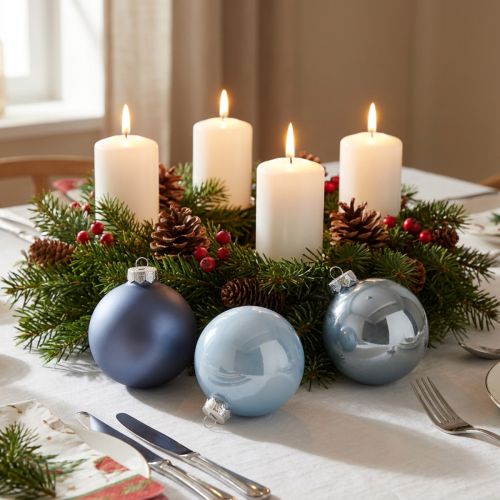 Artikel Kugel-Set Glas Blau Silber matt glänzend 7.5cm 12 Stück für Dekoration