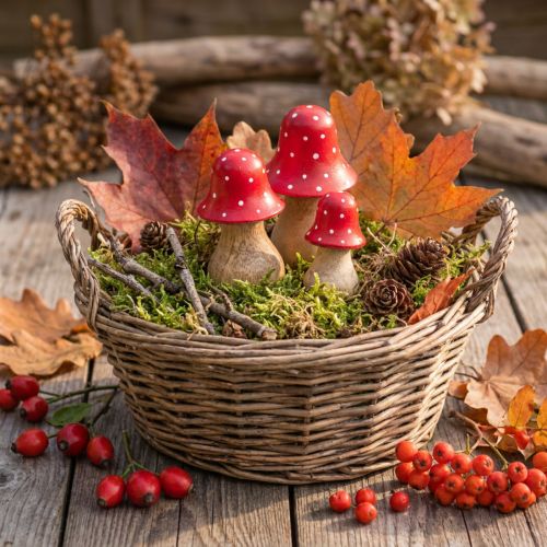 Fliegenpilz Deko Figuren aus Holz, 3 Grössen (6/8/10 cm), Rot-Weiss, Herbstdeko-Set | Floristik24.ch