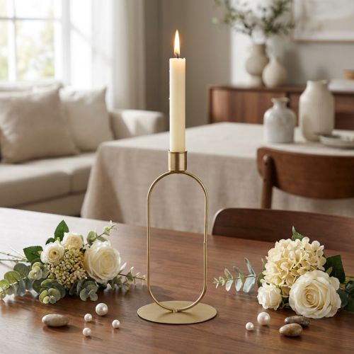 Kerzenständer Metall Gold Oval Ø10cm H21cm | Floristik24.ch