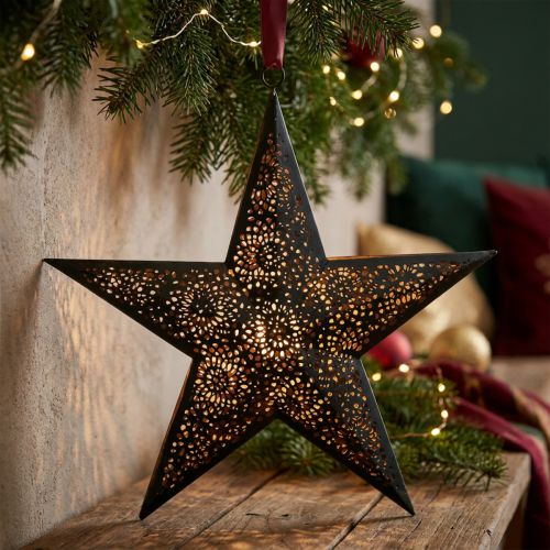 Weihnachtsanhänger Metallstern Schwarz Kupfer H25,5cm | Floristik24.ch