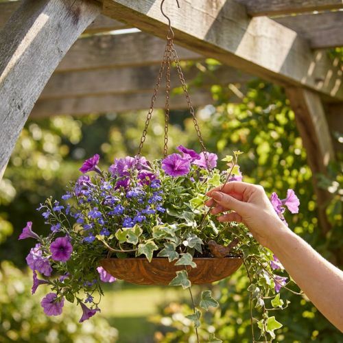 Artikel Dekoschale aus Metall zum Hängen Braun Rostoptik Ø31cm L62cm für Garten und Wohnbereich
