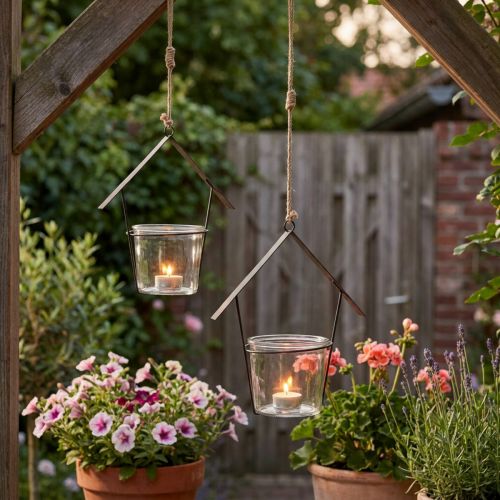 Windlicht Haus zum Hängen 2er-Set aus Metall und Glas H21,5 cm Schwarz/Transparent | Floristik24.ch